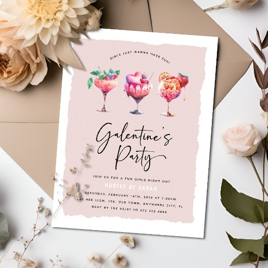 Niedliche Girls Galentine Party Valentine Einladung
