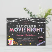 Niedliche Girls Garten Filmnacht Geburtstag Einladung (Stehend Vorderseite)