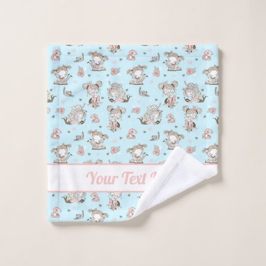 Niedliche Girls lesen Bücher Geschenk Ideen Badhandtuch Set (Waschlappen)