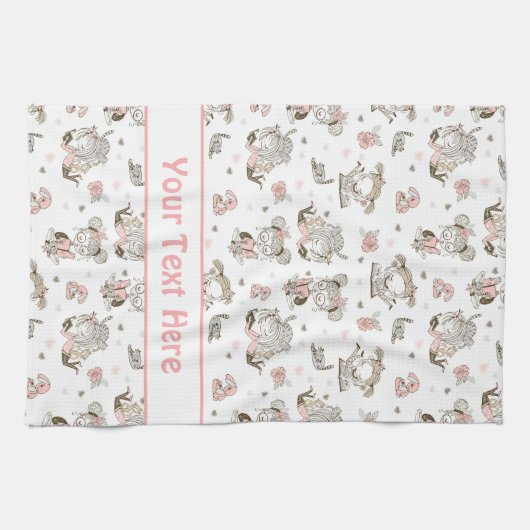 Niedliche Girls lesen Bücher Geschenk Ideen Geschirrtuch (Horizontal)