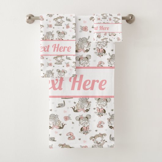 Niedliche Girls lesen Bücher Geschenkideen Badhandtuch Set (Insitu)
