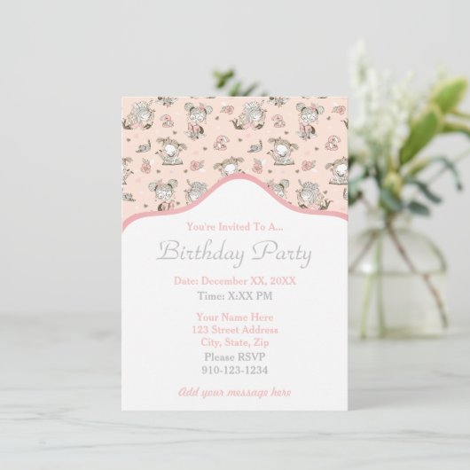 Niedliche Girls lesen Bücher Geschenkideen Einladung (Stehend Vorderseite)