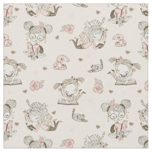 Niedliche Girls lesen Bücher Geschenkideen Stoff