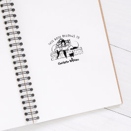 Niedliche Girls lesen, Vintages Buch Gummistempel