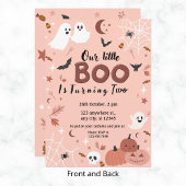 Niedliche Girls Little Boo Halloween Geburtstag Einladung