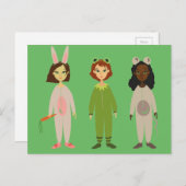 Niedliche Girls Pajama Freundesthema Postkarte (Vorne/Hinten)