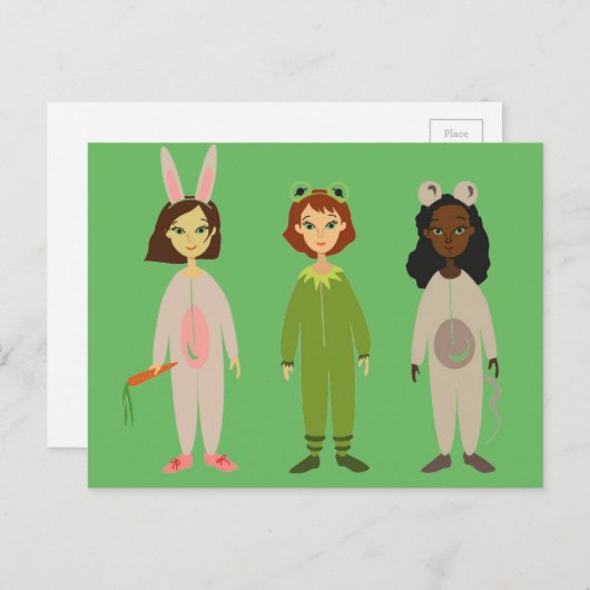 Niedliche Girls Pajama Freundesthema Postkarte (Vorne/Hinten)