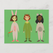 Niedliche Girls Pajama Freundesthema Postkarte (Vorderseite)