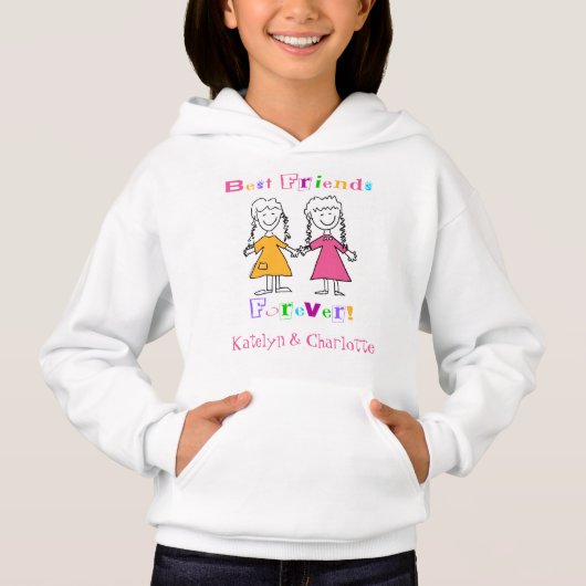 Niedliche Girls Personalisiert Beste Freunde für i Hoodie (Vorderseite)