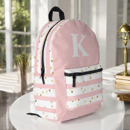 Niedliche Girl's Pink Stripes Punkte und große Mon Bedruckter Rucksack