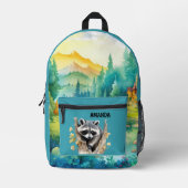Niedliche Girls Raccoon geben Namen Bedruckter Rucksack (Vorderseite)