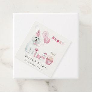 Niedliche Girls Rosa Party Welpe Hund jedes Alter  Geschenkanhänger