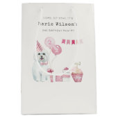 Niedliche Girls Rosa Party Welpe Hund jedes Alter Mittlere Geschenktüte (Vorderseite)