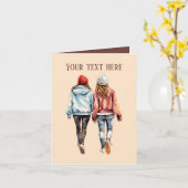 Niedliche Girls Schwestern oder Freunde Karte (Gelbe Blume)