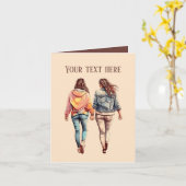 Niedliche Girls Schwestern oder Freunde Karte (Gelbe Blume)