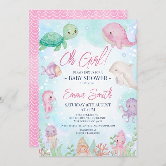 Niedliche Girls unter der Meerschwemme Einladung (Vorne/Hinten)