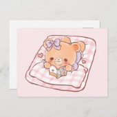 Niedliche Girly Bar Lesung Shojo Manga auf gemütli Postkarte (Vorne/Hinten)