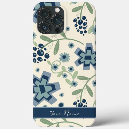 Niedliche Girly Blue Blumen Muster Trendy Inspiriv Case-Mate iPhone Hülle (Rückseite)