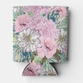 Niedliche Girly Blush Pink & White Floral Illustra Dosenkühler (Vorderseite)