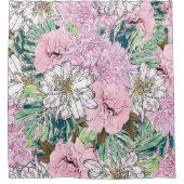 Niedliche Girly Blush Pink & White Floral Illustra Duschvorhang (Vorderseite)