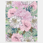 Niedliche Girly Blush Pink & White Floral Illustra Fleecedecke (Vorderseite)