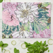 Niedliche Girly Blush Pink & White Floral Illustra Geschirrtuch (Gefaltet)