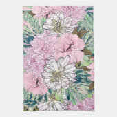 Niedliche Girly Blush Pink & White Floral Illustra Geschirrtuch (Vertikal)