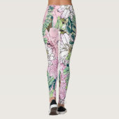 Niedliche Girly Blush Pink & White Floral Illustra Leggings (Rückseite)