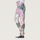 Niedliche Girly Blush Pink & White Floral Illustra Leggings (Links)