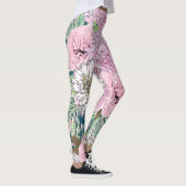 Niedliche Girly Blush Pink & White Floral Illustra Leggings (Rechts)