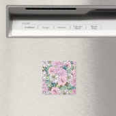 Niedliche Girly Blush Pink & White Floral Illustra Magnet (In Situ (Geschirrspüler))
