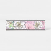 Niedliche Girly Blush Pink & White Floral Illustra Schreibtischnamensplakette (Vorderseite )