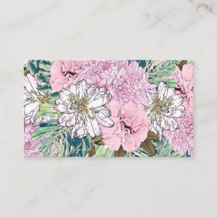 Niedliche Girly Blush Pink & White Floral Illustra Visitenkarte