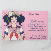 Niedliche Girly Cartoon Selfie Girl Camera Geburts Karte (Innenseite)