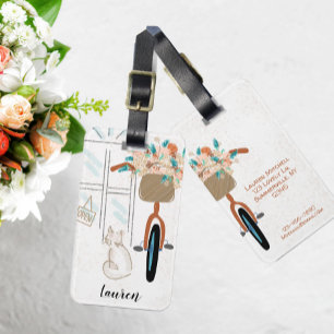 Niedliche Girly Cat Cafe Vacation Gepäckstück Tag Gepäckanhänger