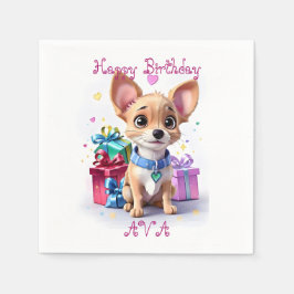 Niedliche Girly Chihuahua und Geschenke Geburtstag Serviette