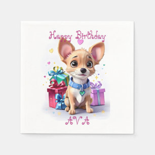 Niedliche Girly Chihuahua und Geschenke Geburtstag Serviette