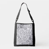 Niedliche Girly Christliche Blume Herzlich Schwarz Tragetaschen Mit Langen Trägern (Rückseite)