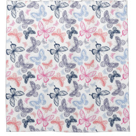Niedliche Girly Colorful Butterfly Illustration Pa Duschvorhang