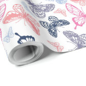 Niedliche Girly Colorful Butterfly Illustration Pa Geschenkpapier (Rolleneckpunkt)