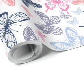 Niedliche Girly Colorful Butterfly Illustration Pa Geschenkpapier (Rolleneckpunkt)