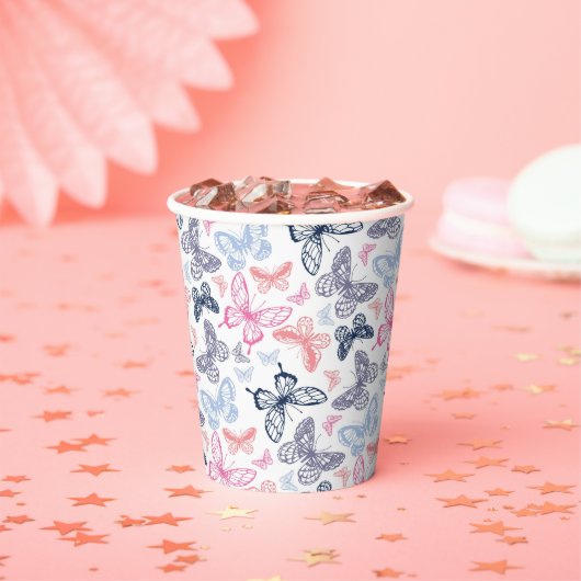 Niedliche Girly Colorful Butterfly Illustration Pa Pappbecher (Insitu)
