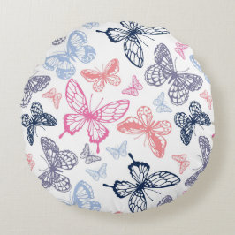 Niedliche Girly Colorful Butterfly Illustration Pa Rundes Kissen