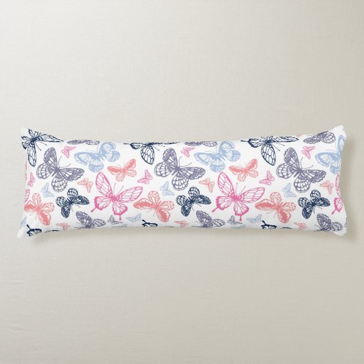Niedliche Girly Colorful Butterfly Illustration Pa Seitenschläferkissen (Vorderseite)