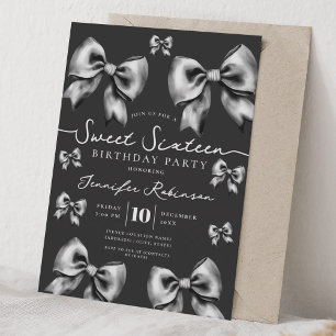 Niedliche Girly Coquette Schleife Sweet 16 Geburts Einladung