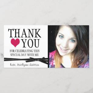 Niedliche Girly danken Ihnen mit Foto Dankeskarte
