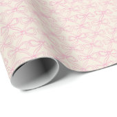 Niedliche Girly Doodle Pink Bows auf Cremeweiß Geschenkpapier (Rolleneckpunkt)