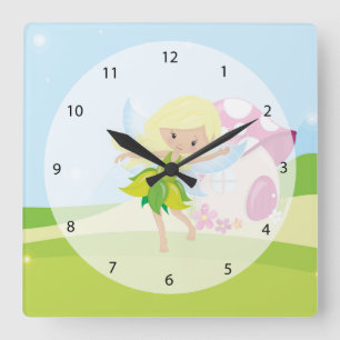 Niedliche girly Fee Quadratische Wanduhr