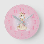 Niedliche Girly Giraffe Rosa Uhr (Vorderseite)