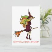Niedliche Girly Happy Halloween Hexen Hexenkostüm Einladung (Stehend Vorderseite)